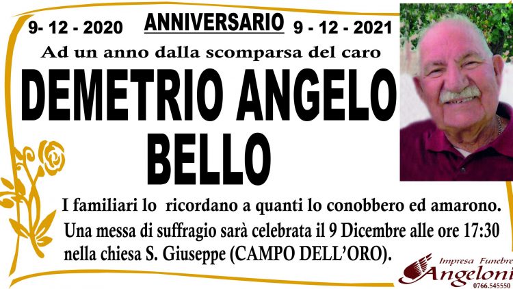 ANNIVERSARIO BELLO DEMETRIO ANGELO