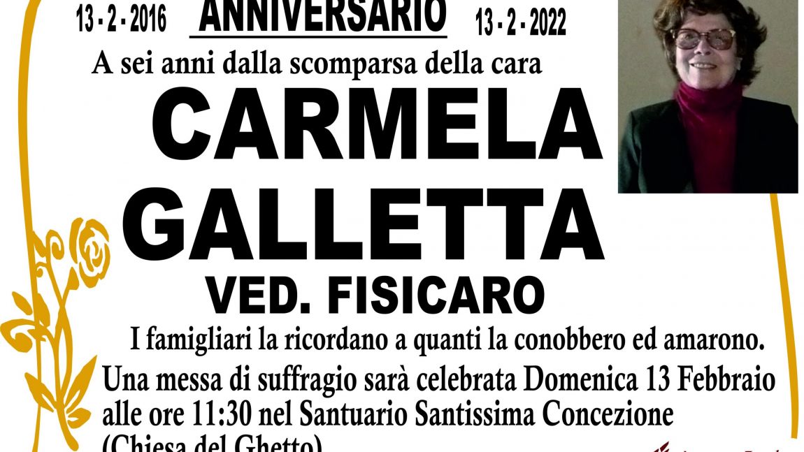 ANNIVERSARIO GALLETTA CARMELA