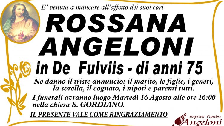 Necrologio Angeloni Rossana