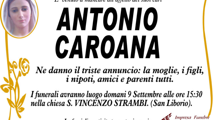 Necrologio Caroana Antonio