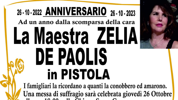 ANNIVERSARIO DE PAOLIS ZELIA